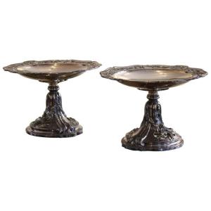 Pair Of Silver-plated Metal Cups, France, Early 20th Century