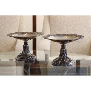 Pair Of Silver-plated Metal Cups, France, Early 20th Century