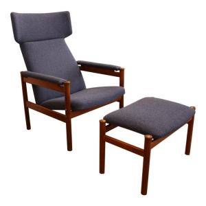 Wingback Chair And Ottoman, Model 4365, Soren For Fritz Hansen, Circa 1960