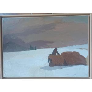 Maurice Lescouezec, Peasant In The Snow