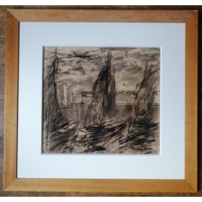 Charcoal Charles Fromuth, Concarneau, Brittany