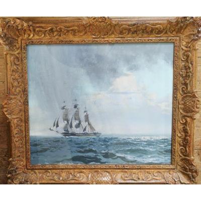 Albert Brenet, Three Masts, Gouache