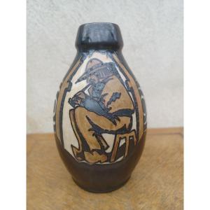 Vase Odetta Paul Fouillen Hb Quimper Brittany