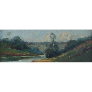 French School Of The XXth "riverside" By Robert Lorcey.