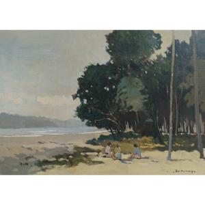 French School And Post-impressionist Of The 20th Century “summer Day” Gérard Barthelemy (1927-2016)