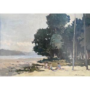 French School And Post-impressionist Of The 20th Century “summer Day” Gérard Barthelemy (1927-2016)