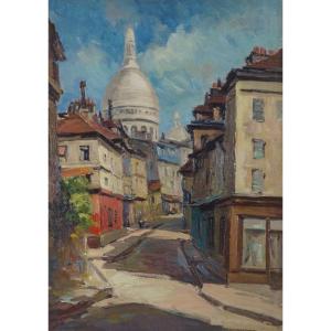 French And Paris School Of The 20th Century “paris Montmartre, Rue Norvins” By Anonymous.