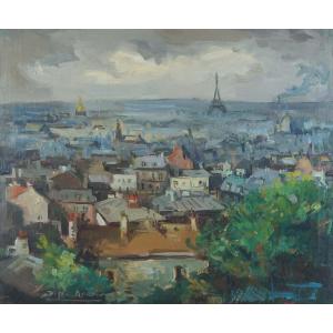 French And Paris School Of The 20th Century “the Roofs Of Paris” By Roger Bertin (1915-2003)