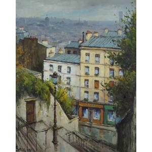 French School And Paris School Of The 20th Century “montmartre, Panorama” By Saulin.