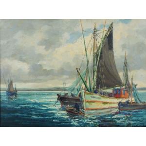 20th Century School “return From Fishing” By Pierre Bogdanoff
