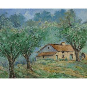 French School Of The 20th Century “farm In The Basque Country” By Anonymous.