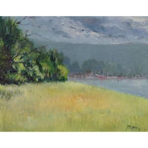 Rouen School And 20th Century Post-impressionist “the Seine At Moulineaux” By Mony