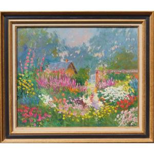 Rouen School And Post-impressionist Of The 20th Century “the Gardener’s Shed” By Jacques Huet.