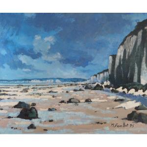 French And Norman School Of The 20th Century “cliffs Of Pourville-sur-mer” By Marc Feuillet.