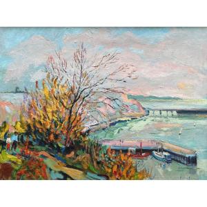 French School, Post-impressionist Of The Early 20th Century "port En Bessin" By Anonymous.