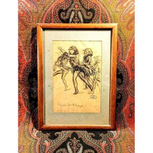 Painting - Frame Drawing In Black Pencil - Sketch Paul Renouard - 19th Century