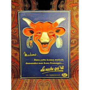 Laughing Cow Panel - Old Advertising Cardboard - Drawing After Benjamin Rabier 20th
