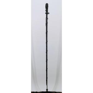 Collectible Cane - Dandy In Ebony - Knob Decorated With A Monkey - 19th