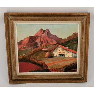 Painting - Basque Figurative Landscape - Oil Painting.s.c. - 1940/60