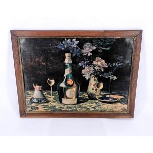 Cardboard Advertising Still Life Chromo Benedictine Bottle By Jehlen Pary - XX E