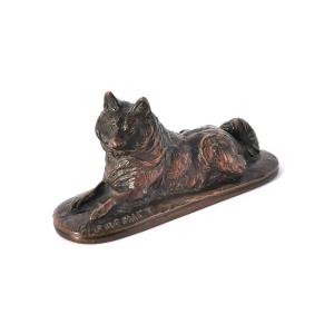 Paperweight Sculpture - Dog Lying In Bronze - Signed E. Frémiet - Decoration - 19th Century Off