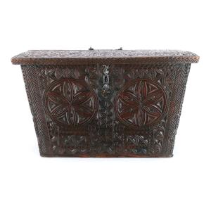 Auvergne Wedding Box - Popular Art - Knife Carved Curiosity - 18th Century
