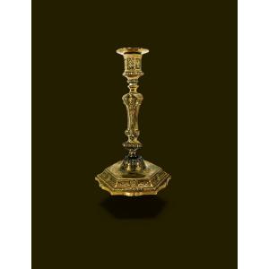 Regency Style Gilt Bronze Flambeau Candle Holder - 19th Century