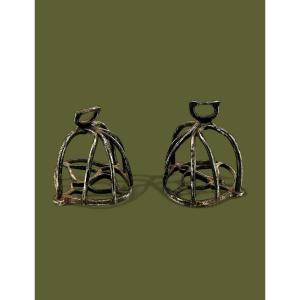 Pair Of Dragoon Stirrups – Old Monarchy, Cavalry – Wrought Iron Late 17th – Early 18th Century