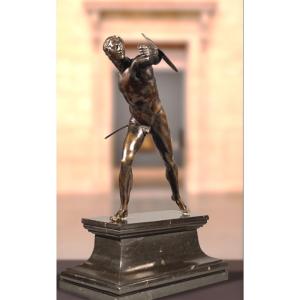Borghese Gladiator, Bronze Sculpture. France 17th Century Period.