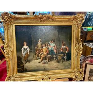 Painting Luigi G. Baldero Musketeers Tavern Scene