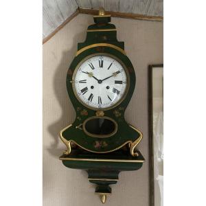 Neuchâtel Cartel, Quarter-ringing - Green And Polychrome Decoration - 19th Century