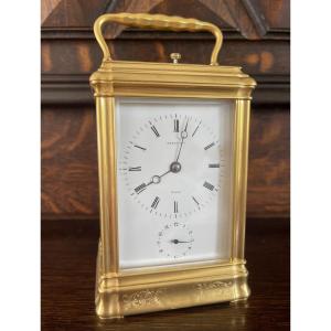 Travel Clock With Chime - Gilt Case - Serviced 