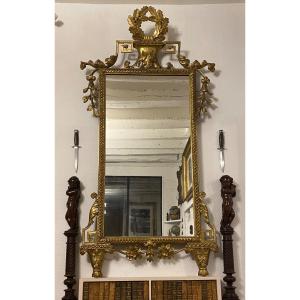 Large Venetian Mirror In Golden Wood From The 18th Century