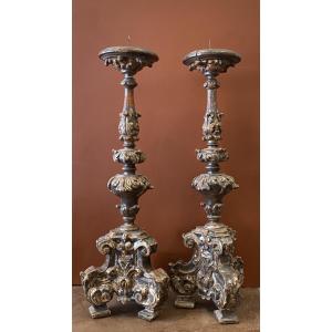 Pair Of Large 18th Century Candles