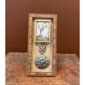 Indian Miniature And An Officer's Cross Of The Order Of Nicham Iftikar