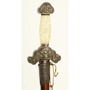 Kiem Ceremonial Sword In Silver, Mother Of Pearl And Ivory, Gift Of Emperor Bao Dai - Vietnam, 19th Century