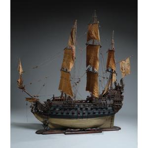 Monumental Model Of The Prestigious Warship "le Soleil Royale" Symbol Of Louis XIV