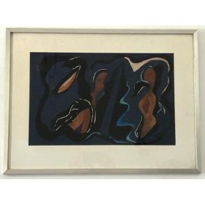 Gouache By Louis Albert Gayrin (1911-1971) Impressionism Braque Neo Cubism