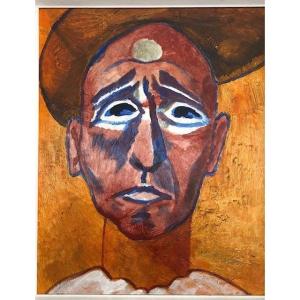 Acrylic Albert Houthuesen (1903-1979) Entitled Devil Clown Circus