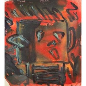 Oil On Paper By Walter Dahn (1954 - 2024) Neo-expressionist - New Fauve