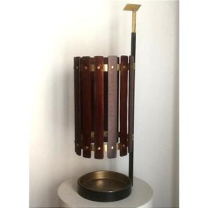 Wooden And Metal Umbrella Stand, Italian Design, 1950-1960 (decoration - Vintage...)
