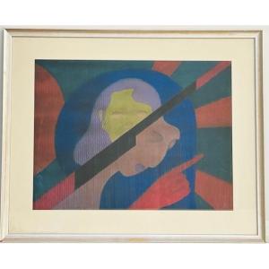 Large Pastel By Lev (leff) Schultz (1897 1970) Russian School Of Modern Art.