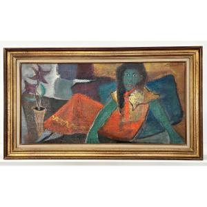 Oil On Canvas Signed Chabert Entitled "the Tahitian Woman" (post-fauvism/impressionism)