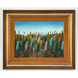 Oil On Canvas By Fritzner Lamour (1950-2023) Haitian School Naïve Fabulist Prefect Duffaut 