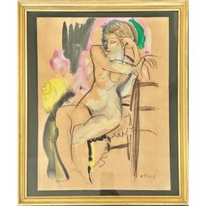 Ludwik (ludwig) Klimek, Watercolor On Bare Paper (paris School, André Lothé)