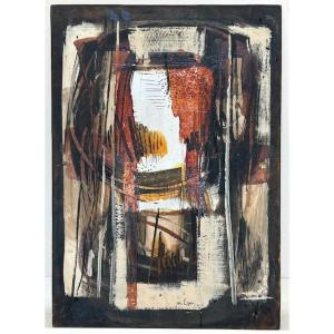 Oil On Panel By Ulrico Schettini 1959 (abstraction - Dadaism - Neo Dada...) 