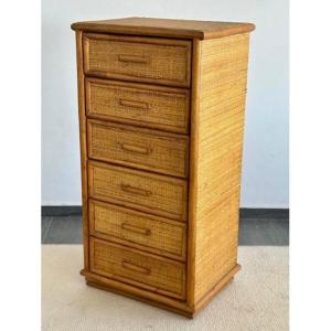 Rattan Chest Of Drawers Circa 1970 Italy ( Semainier - Dal Vera Spirit - Audoux Et Minet - Sognot...)