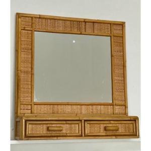Rattan Mirror 1970 - 1980 Italy ( Spirit Dal Vera - Audoux Et Minet - Sognot...)