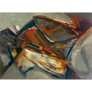 Oil On Canvas By Françoise Grassin Taffin 1962 ( Abstraction - XXth - France ...)