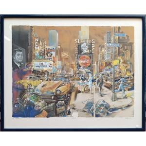 Lithographie De Daniel Authouart " Sixties "